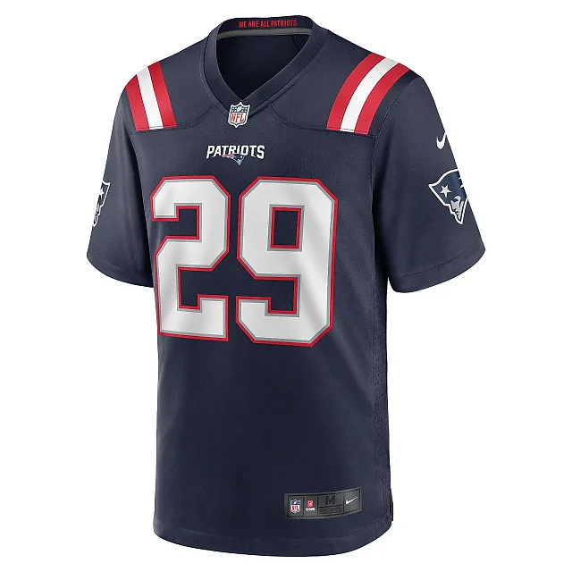 Zennovawear Men's New England Patriots JC Jackson Navy Game Jersey