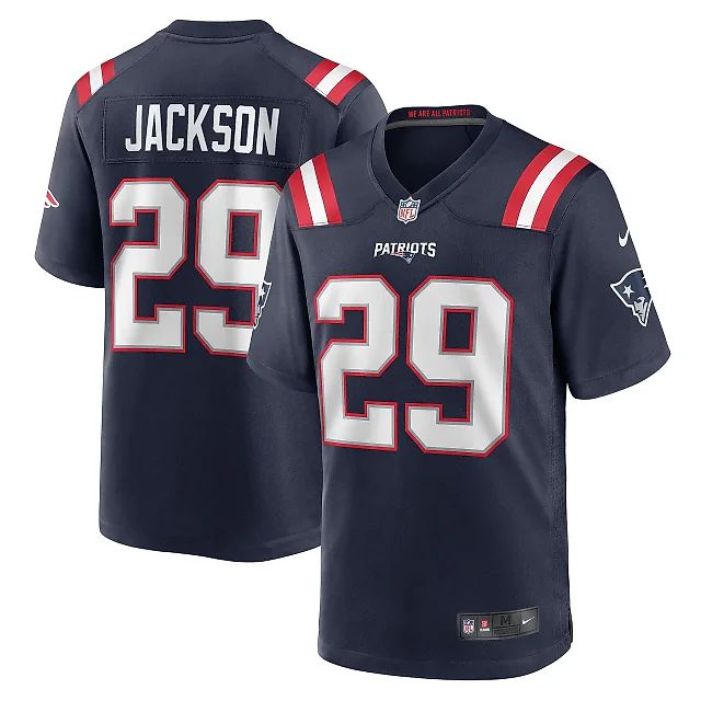Zennovawear Men's New England Patriots JC Jackson Navy Game Jersey