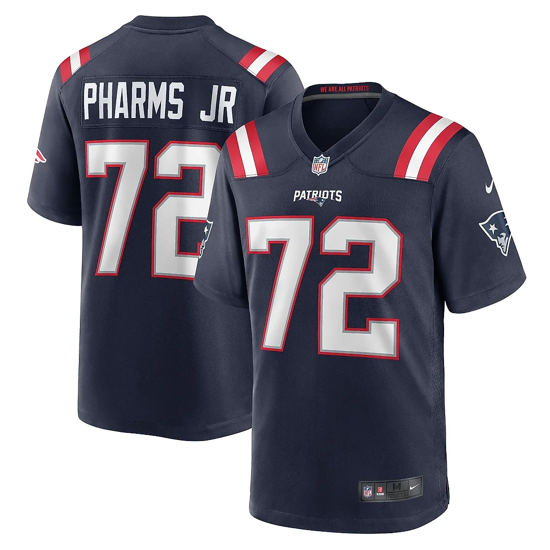 Zennovawear Men's New England Patriots Jeremiah Pharms Jr. Navy Game Player Jersey