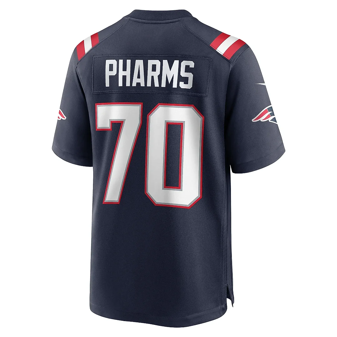 Zennovawear Men's New England Patriots Jeremiah Pharms Jr. Navy Team Game Jersey