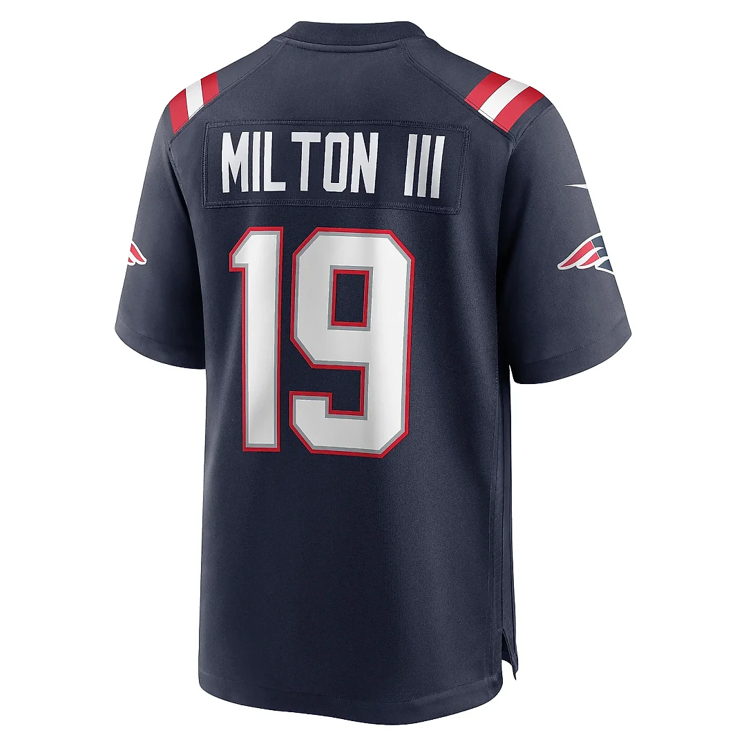 Zennovawear Men's New England Patriots Joe Milton III Navy Game Jersey