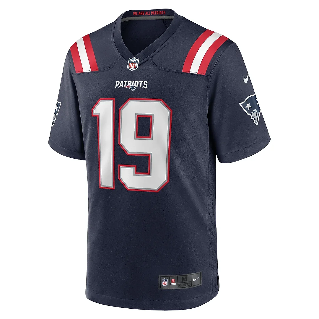 Zennovawear Men's New England Patriots Joe Milton III Navy Game Jersey
