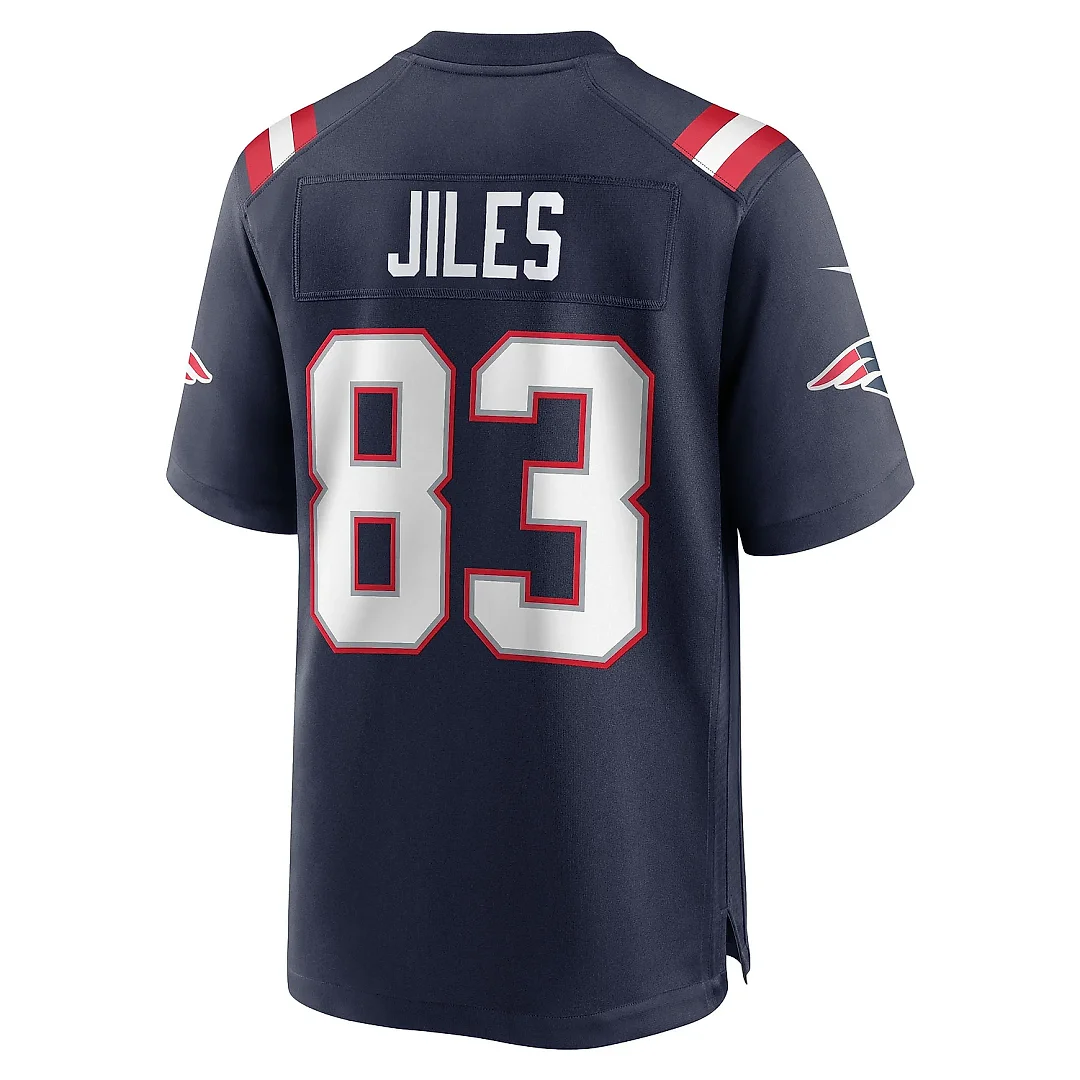 Zennovawear Men's New England Patriots John Jiles Navy Team Game Jersey
