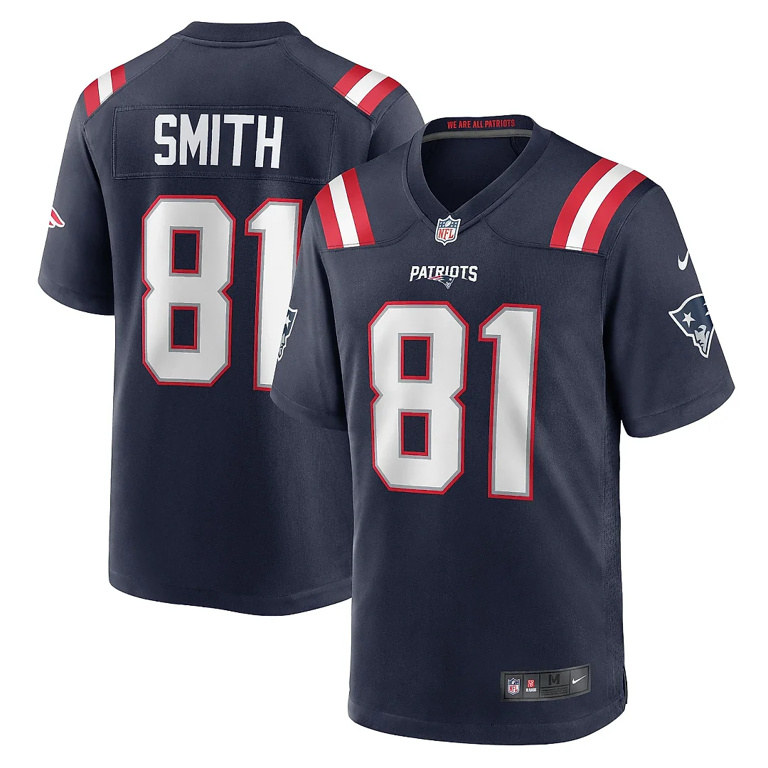 Zennovawear Men's New England Patriots Jonnu Smith Navy Game Jersey