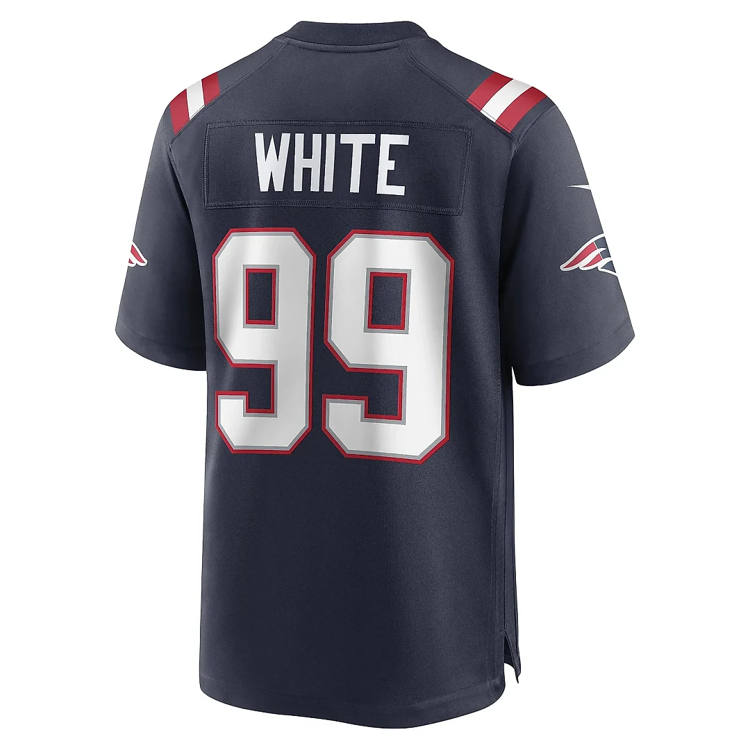 Zennovawear Men's New England Patriots Keion White Navy Game Jersey