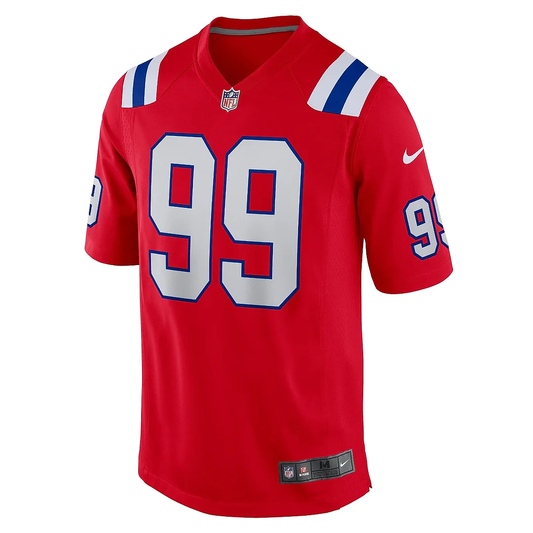 Zennovawear Men's New England Patriots Keion White Red Alternate Team Game Jersey
