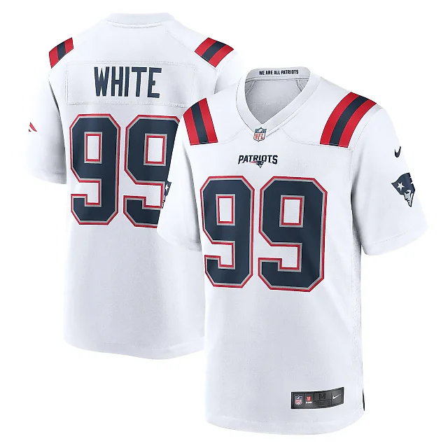 Zennovawear Men's New England Patriots Keion White White Game Jersey