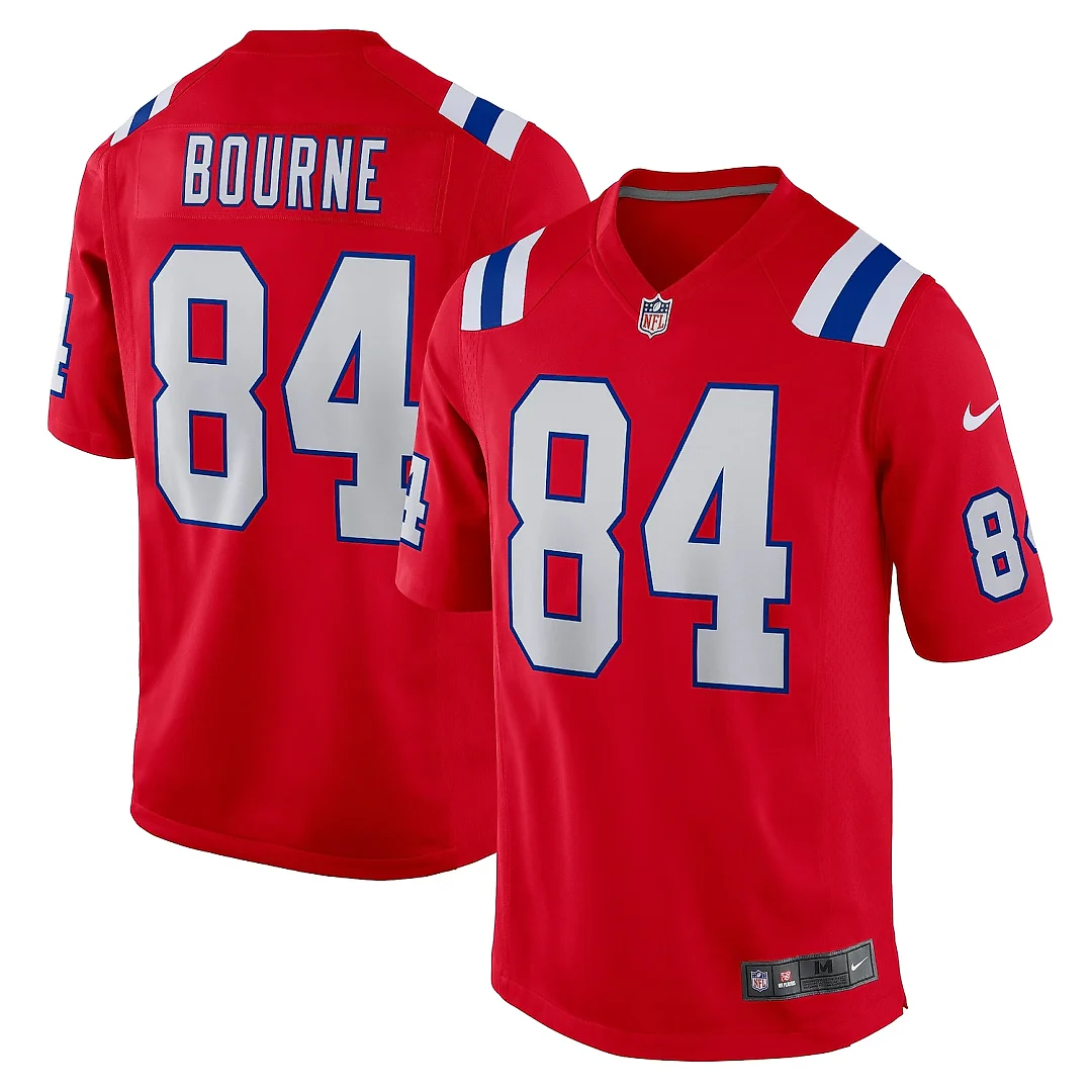 Zennovawear Men's New England Patriots Kendrick Bourne Red Game Jersey