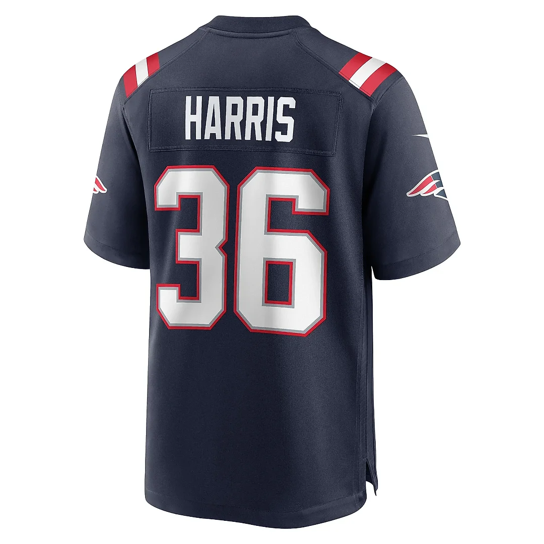 Zennovawear Men's New England Patriots Kevin Harris Navy Game Player Jersey