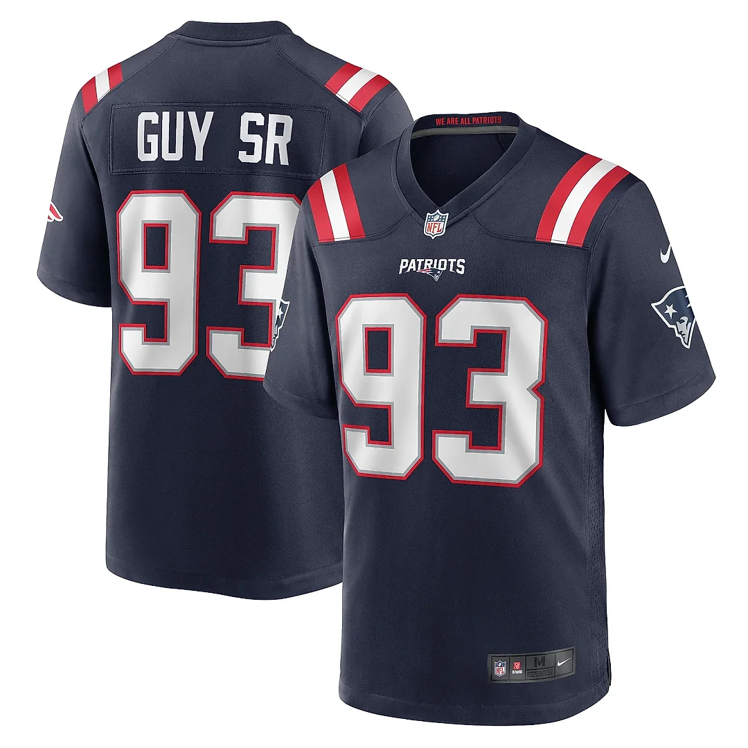 Zennovawear Men's New England Patriots Lawrence Guy Navy Team Game Jersey