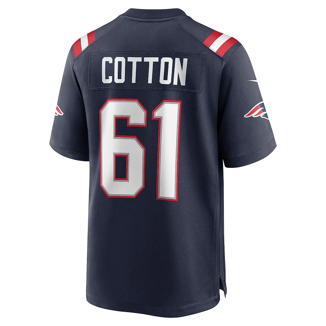 Zennovawear Men's New England Patriots Lester Cotton Sr. Navy Team Game Jersey