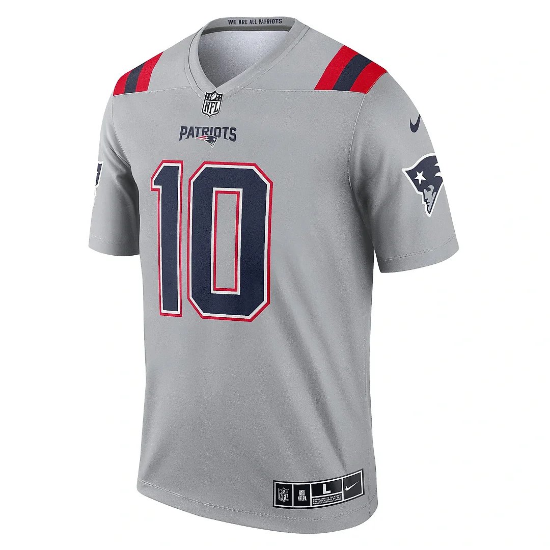 Zennovawear Men's New England Patriots Mac Jones Gray Inverted Legend Player Performance Top