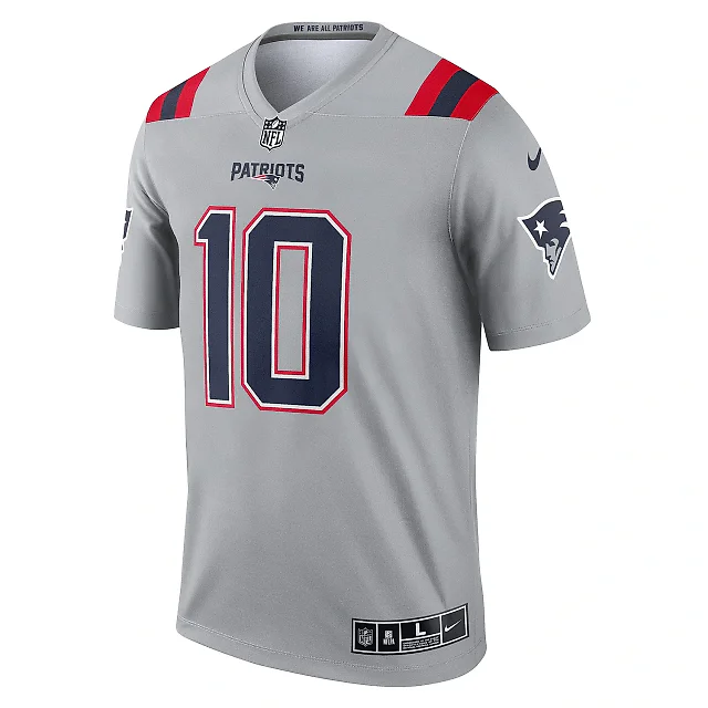 Zennovawear Men's New England Patriots Mac Jones Gray Inverted Legend Player Performance Top