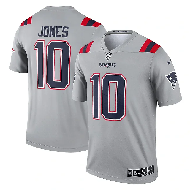 Zennovawear Men's New England Patriots Mac Jones Gray Inverted Legend Player Performance Top