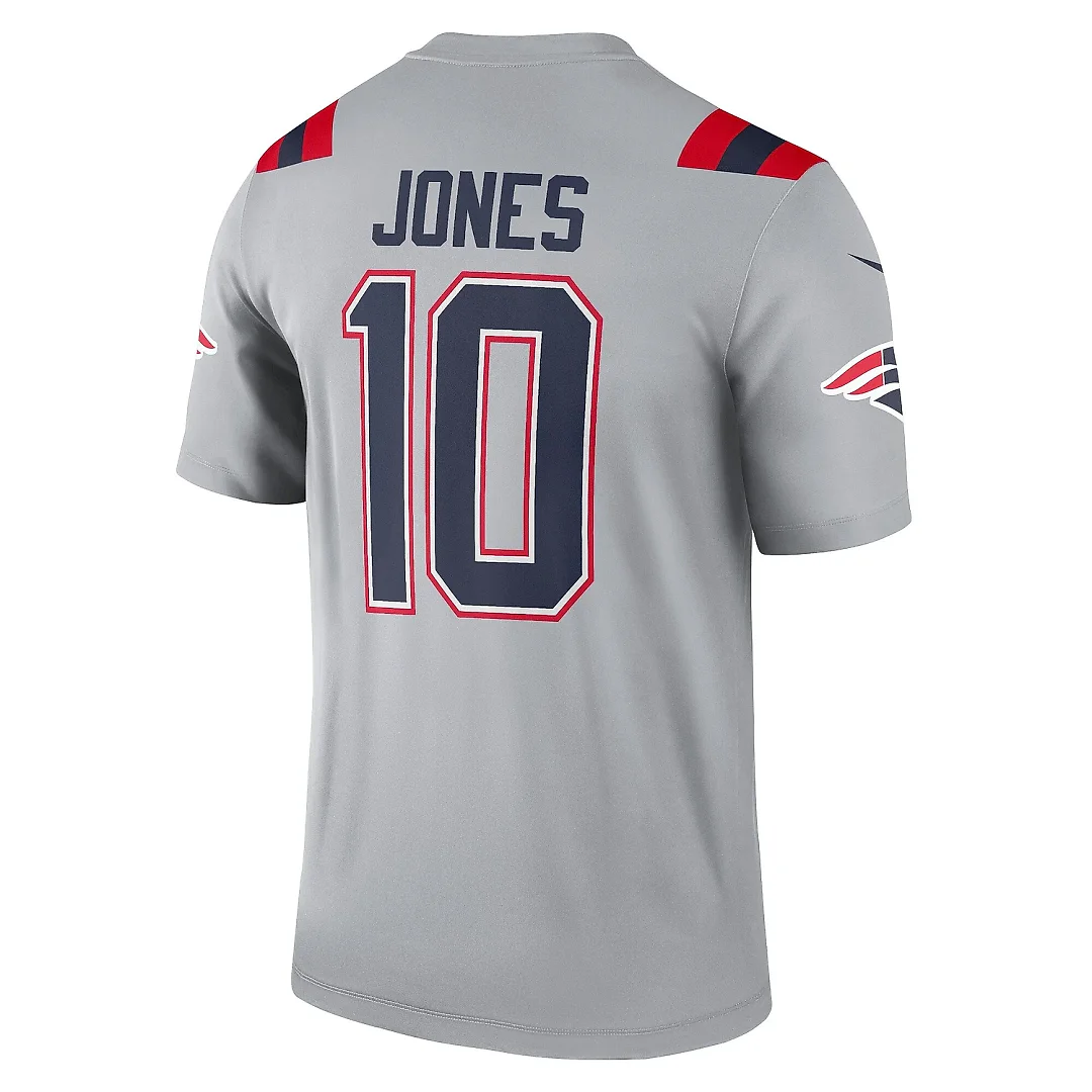 Zennovawear Men's New England Patriots Mac Jones Gray Inverted Legend Player Performance Top