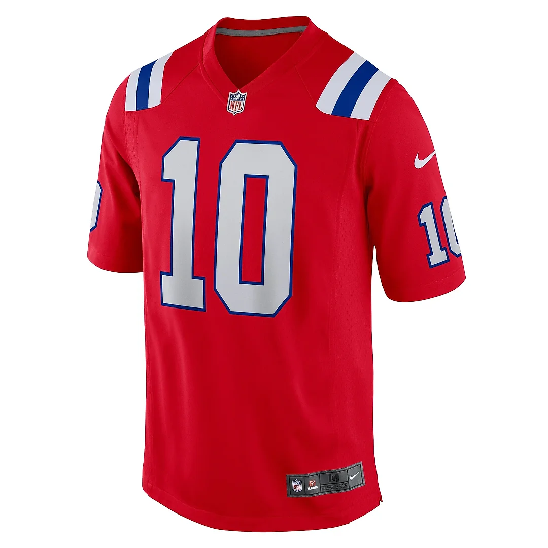 Zennovawear Men's New England Patriots Mac Jones Red Alternate Game Jersey