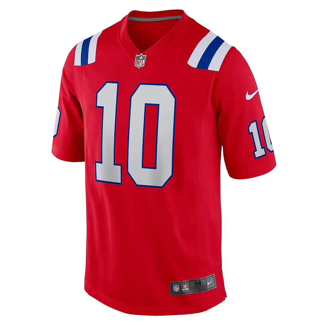Zennovawear Men's New England Patriots Mac Jones Red Game Jersey