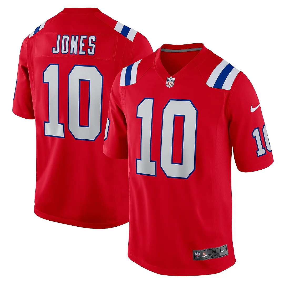 Zennovawear Men's New England Patriots Mac Jones Red Game Jersey