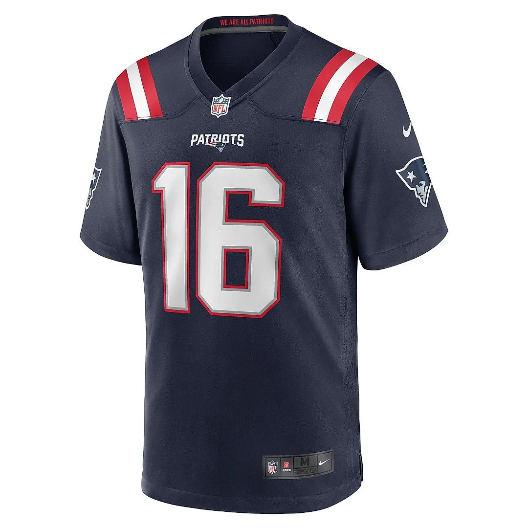 Zennovawear Men's New England Patriots Malik Cunningham Navy Team Game Jersey