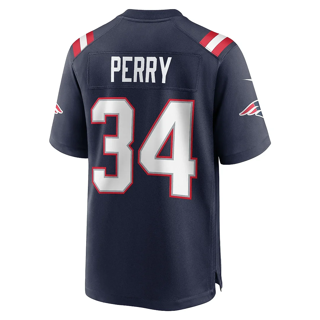 Zennovawear Men's New England Patriots Mark Perry Navy Team Game Jersey