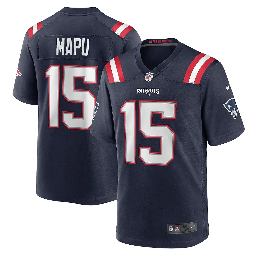 Zennovawear Men's New England Patriots Marte Mapu Navy Game Jersey