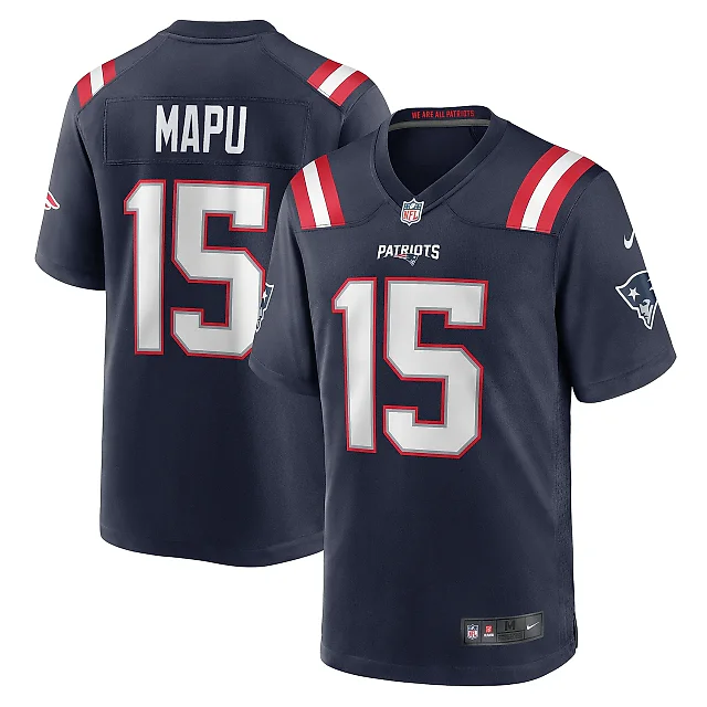 Zennovawear Men's New England Patriots Marte Mapu Navy Game Jersey