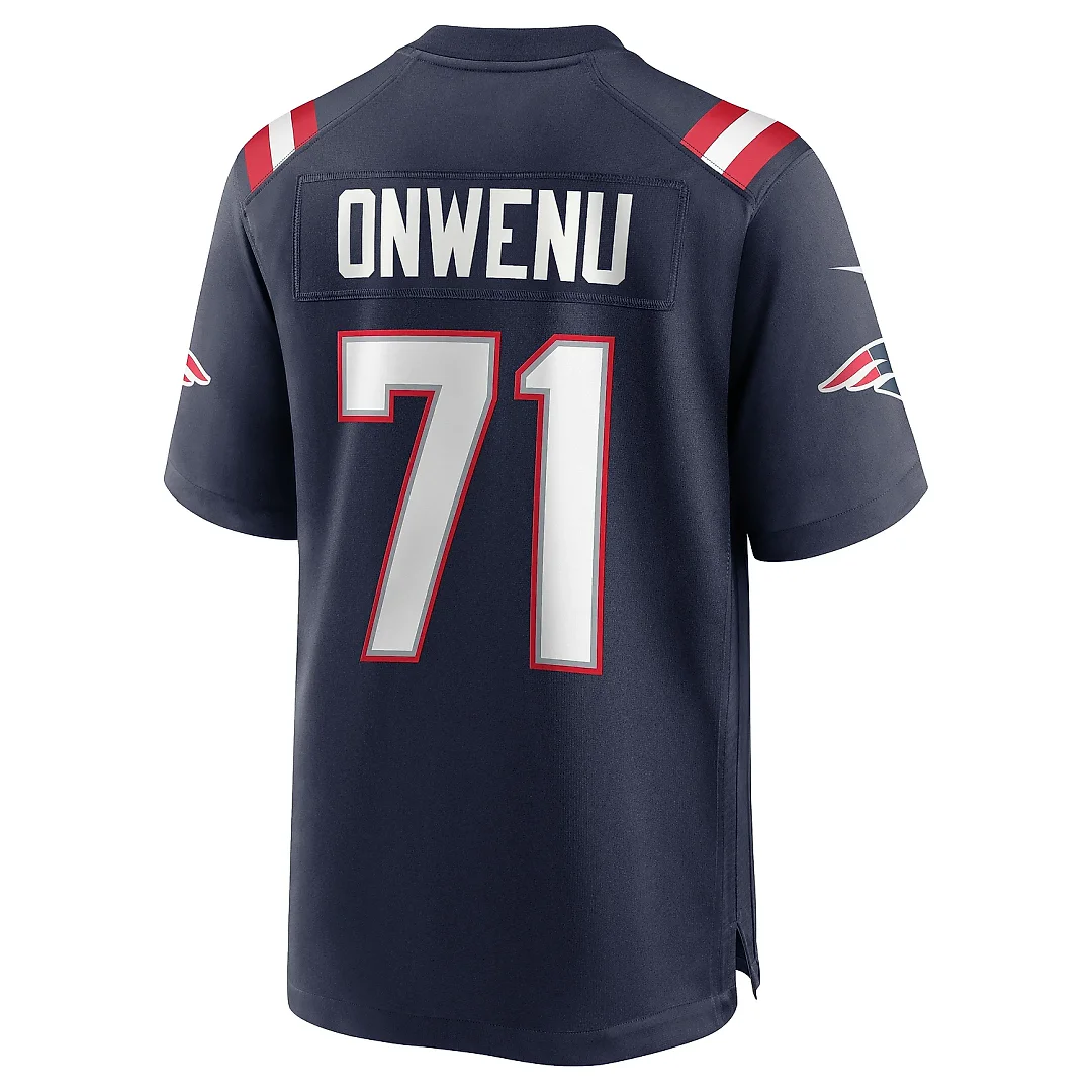 Zennovawear Men's New England Patriots Mike Onwenu Navy Team Game Jersey