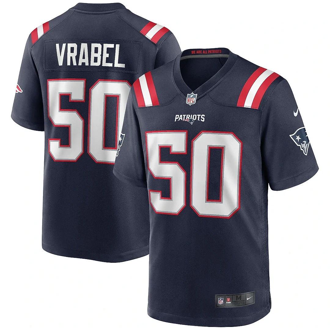 Zennovawear Men's New England Patriots Mike Vrabel Navy Game Retired Player Jersey