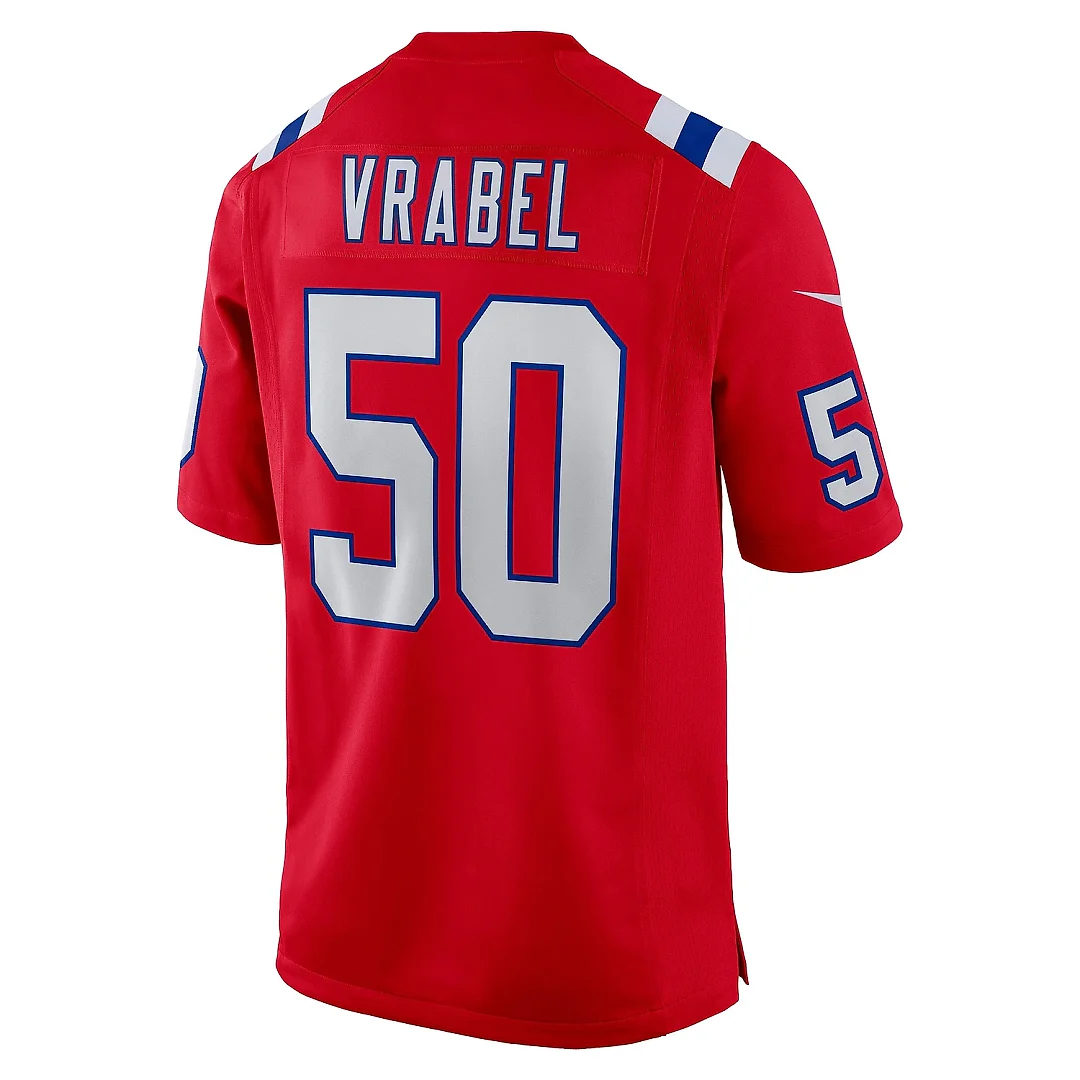 Zennovawear Men's New England Patriots Mike Vrabel Red Retired Player Alternate Game Jersey