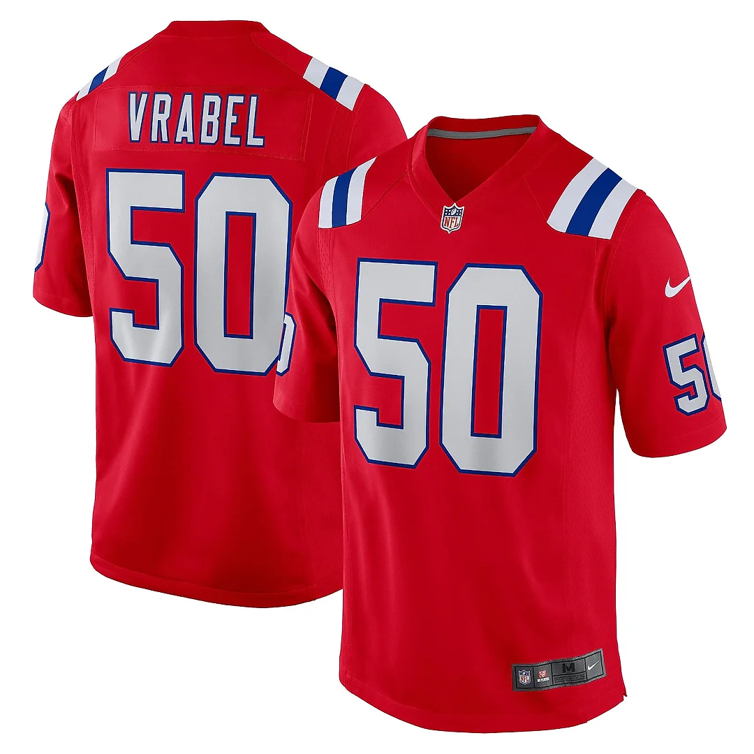 Zennovawear Men's New England Patriots Mike Vrabel Red Retired Player Alternate Game Jersey