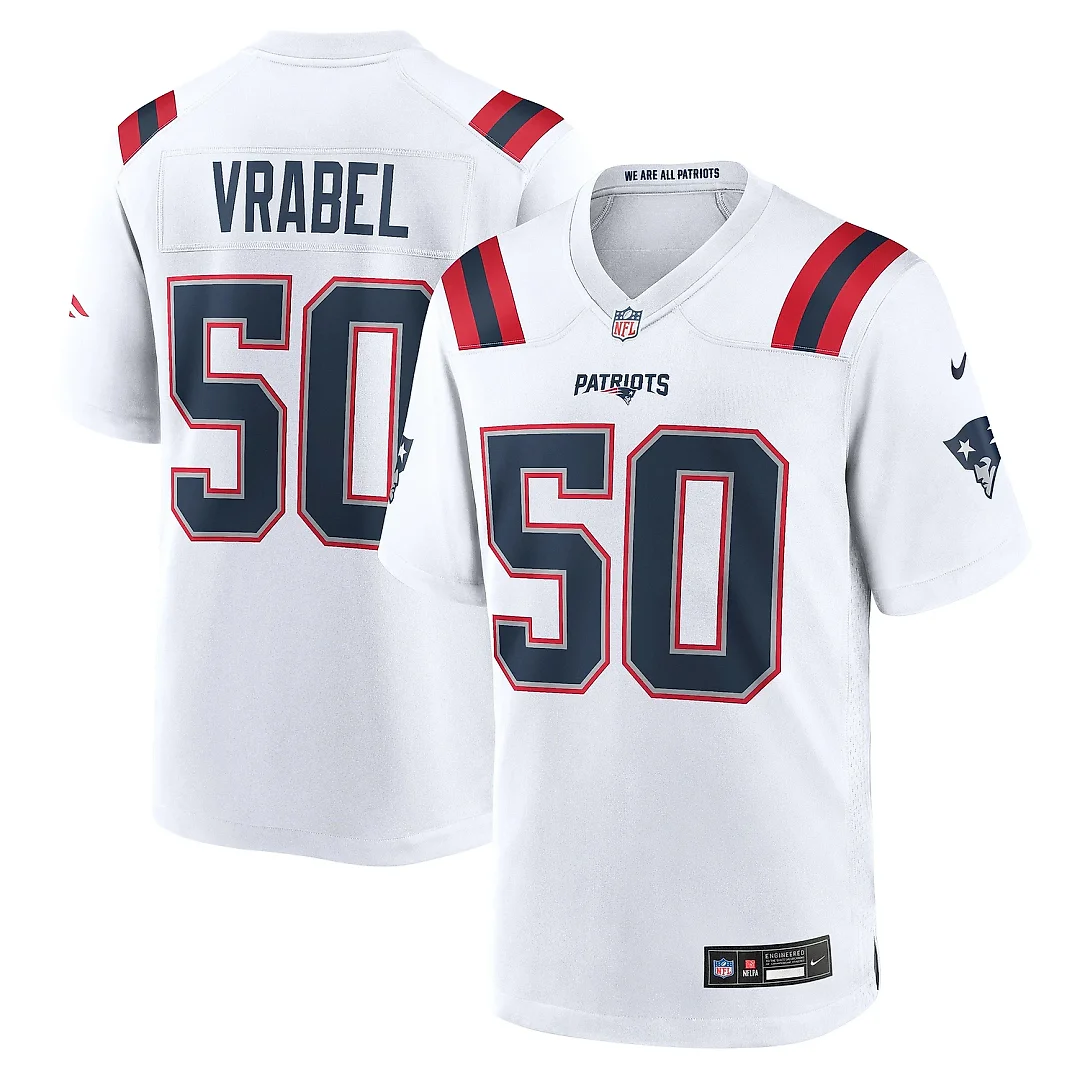 Zennovawear Men's New England Patriots Mike Vrabel White Retired Player Game Jersey