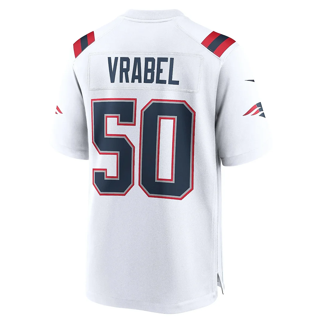 Zennovawear Men's New England Patriots Mike Vrabel White Retired Player Game Jersey