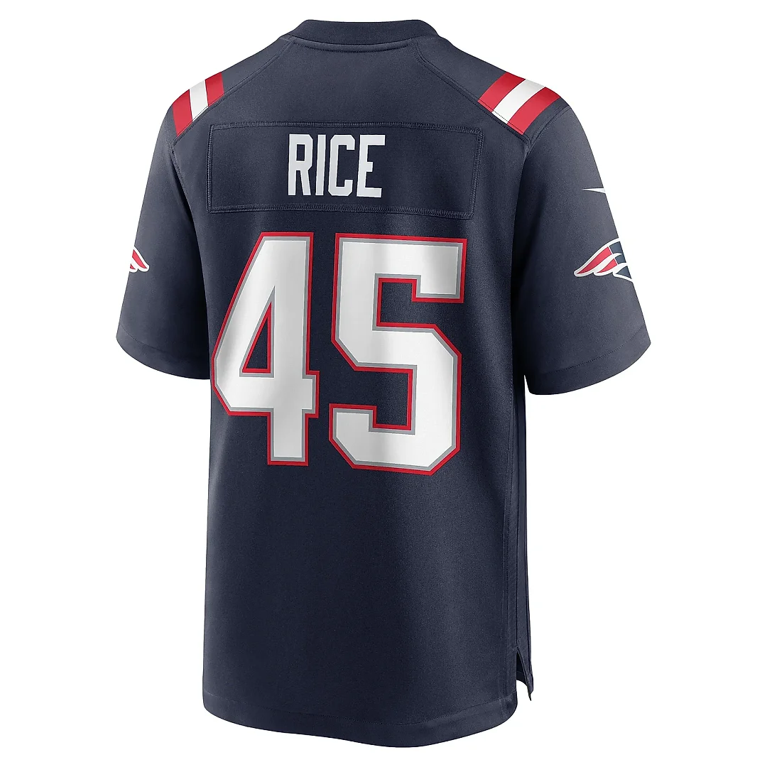 Zennovawear Men's New England Patriots Monty Rice Navy Game Jersey