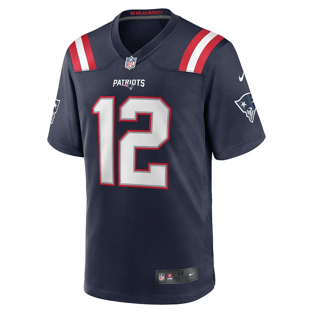 Zennovawear Men's New England Patriots Navy Game Retired Player Jersey