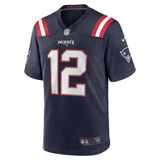 Zennovawear Men's New England Patriots Navy Game Retired Player Jersey