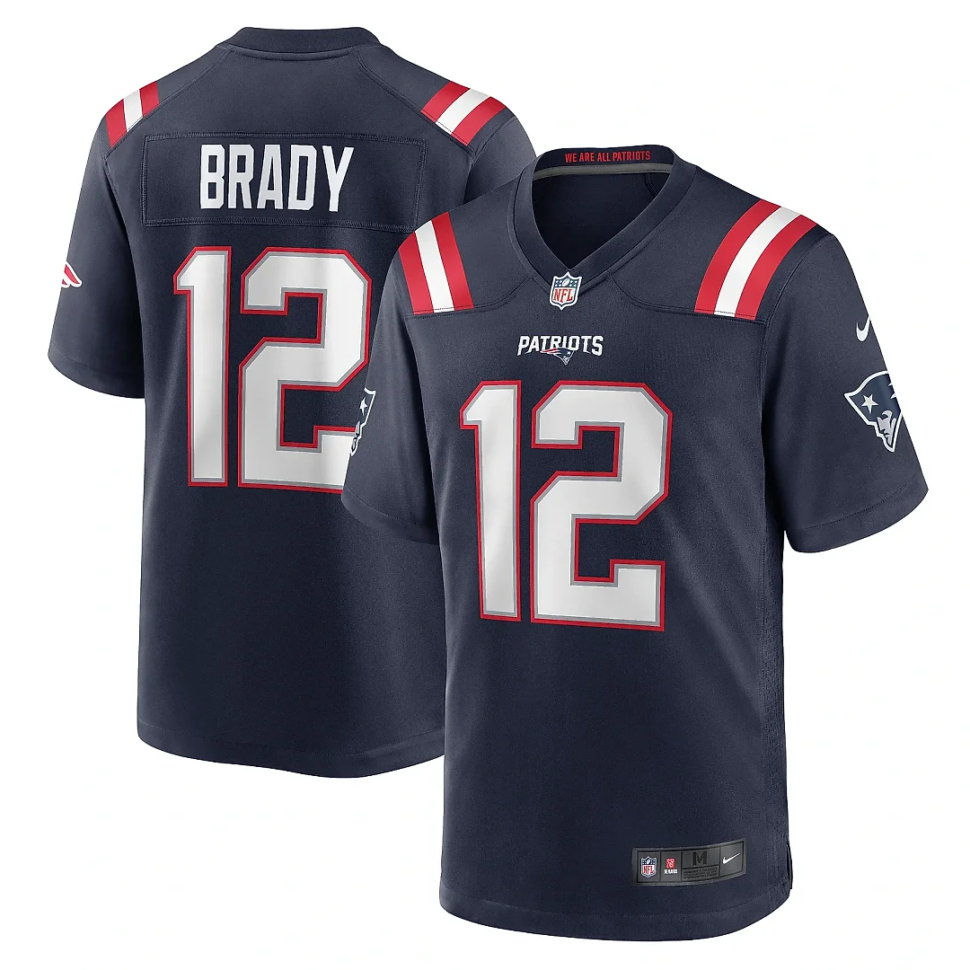 Zennovawear Men's New England Patriots Navy Game Retired Player Jersey