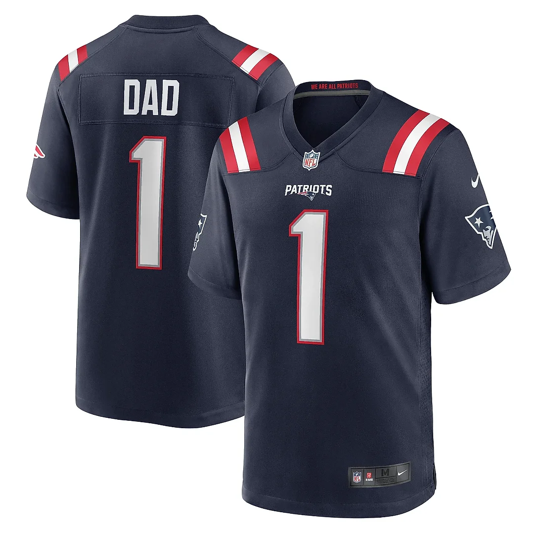 Zennovawear Men's New England Patriots Number 1 Dad Navy Game Jersey