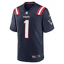 Zennovawear Men's New England Patriots Number 1 Groom Navy Game Jersey