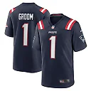 Zennovawear Men's New England Patriots Number 1 Groom Navy Game Jersey