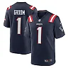 Zennovawear Men's New England Patriots Number 1 Groom Navy Game Jersey