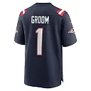 Zennovawear Men's New England Patriots Number 1 Groom Navy Game Jersey