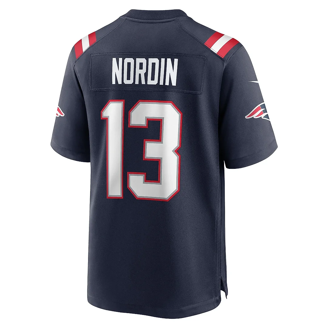 Zennovawear Men's New England Patriots Quinn Nordin Navy Game Player Jersey