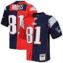 Zennovawear Men's New England Patriots Randy Moss Mitchell & Ness Navy/Red 2007 Split Legacy Jersey