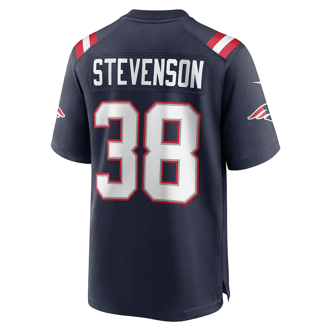Zennovawear Men's New England Patriots Rhamondre Stevenson Navy Game Jersey