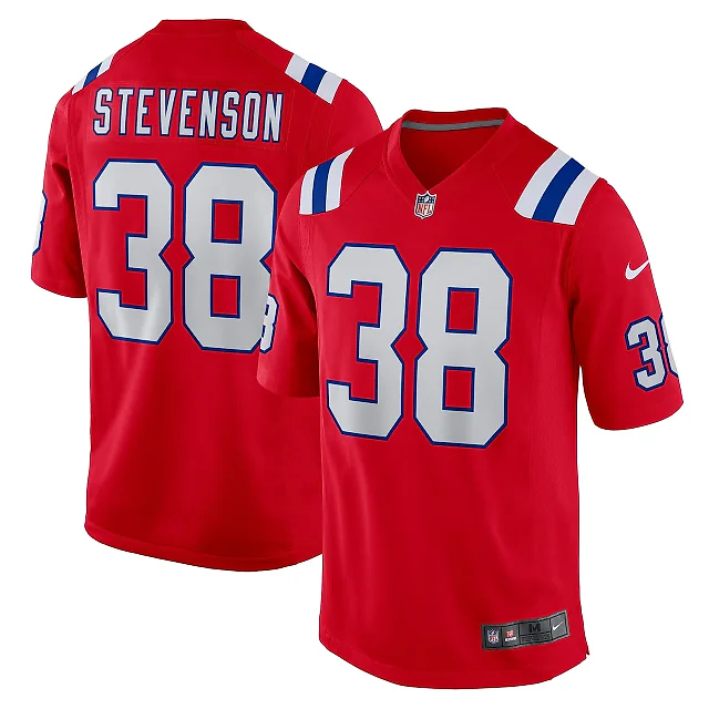 Zennovawear Men's New England Patriots Rhamondre Stevenson Red Alternate Game Player Jersey