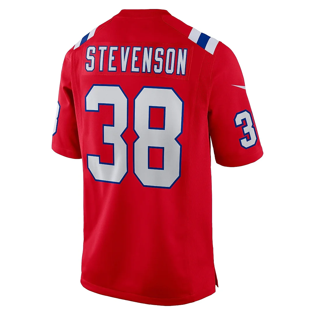 Zennovawear Men's New England Patriots Rhamondre Stevenson Red Alternate Game Player Jersey
