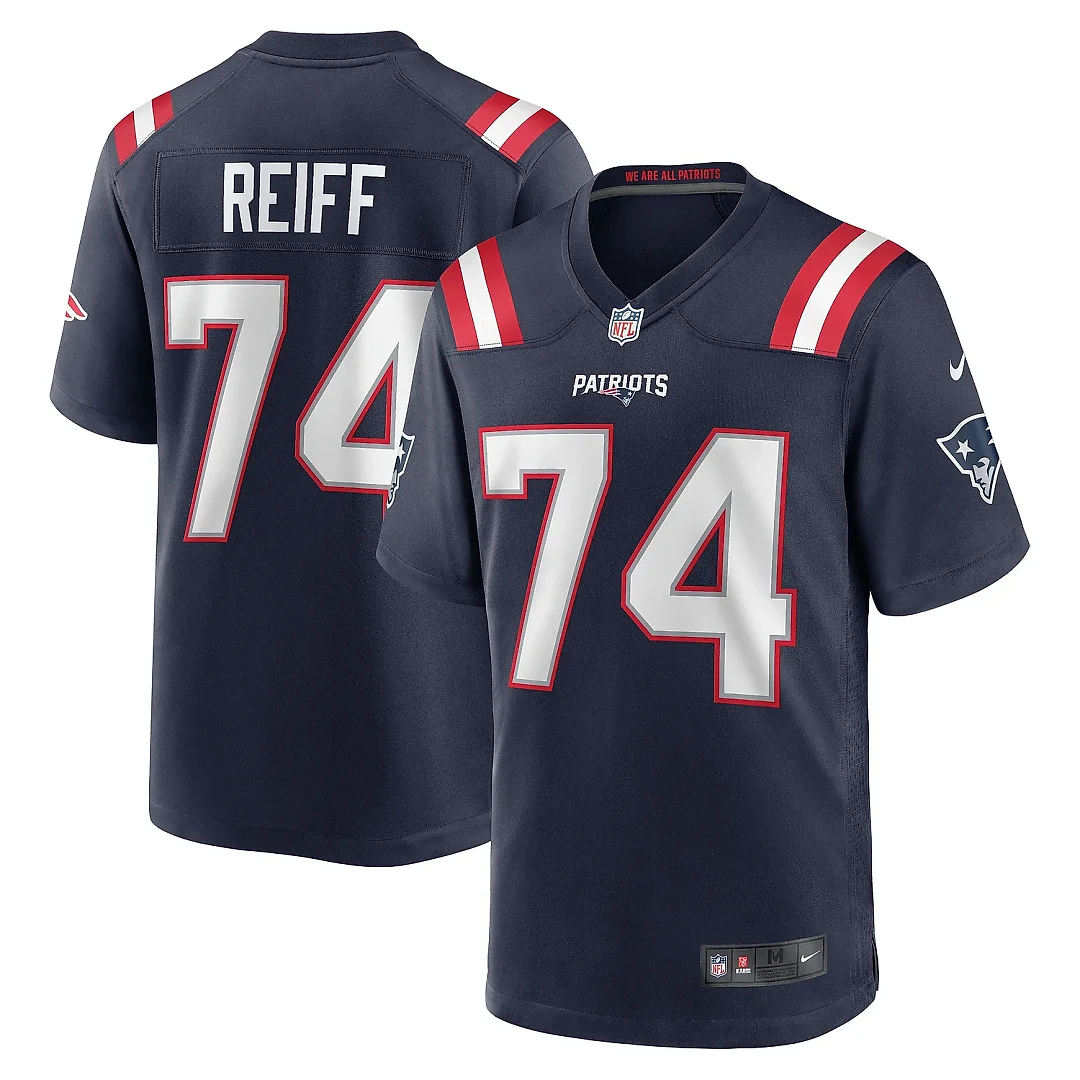 Zennovawear Men's New England Patriots Riley Reiff Navy Game Jersey