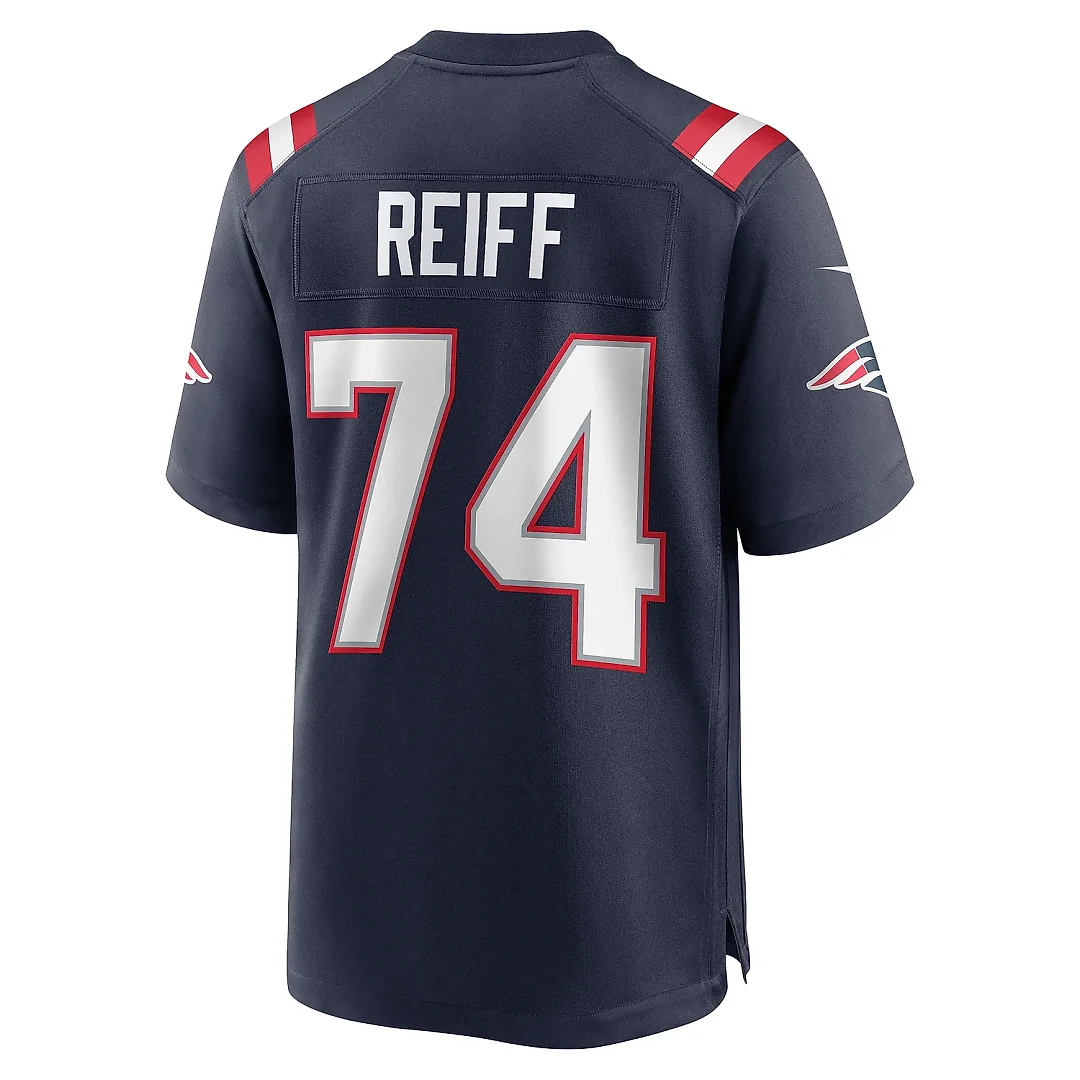 Zennovawear Men's New England Patriots Riley Reiff Navy Game Jersey