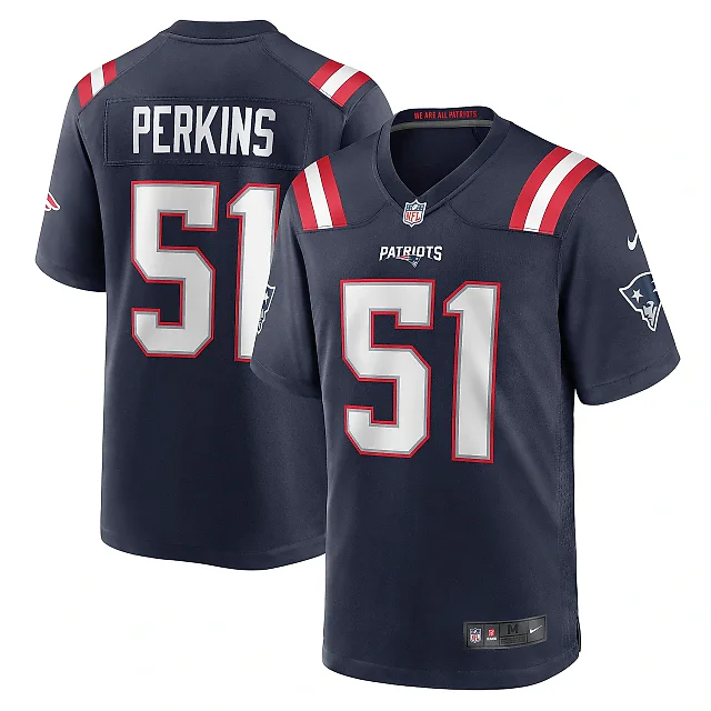 Zennovawear Men's New England Patriots Ronnie Perkins Navy Game Jersey