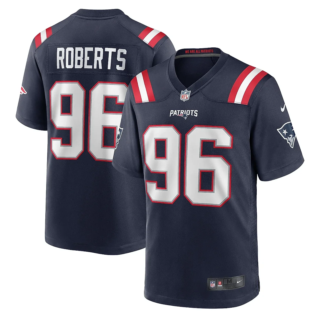 Zennovawear Men's New England Patriots Sam Roberts Navy Game Player Jersey